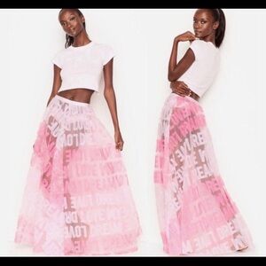 Victoria's Secret Pink and Black Tiered Maxi Skirt for Prom